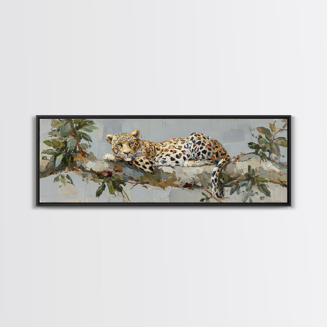 Leopard Resting on Tree Branch Canvas Print, Wildlife Art, Leopard Wall Art, Living Room Decor, Fine Art, Wild, Fine Art Print, WIL-3x1-6