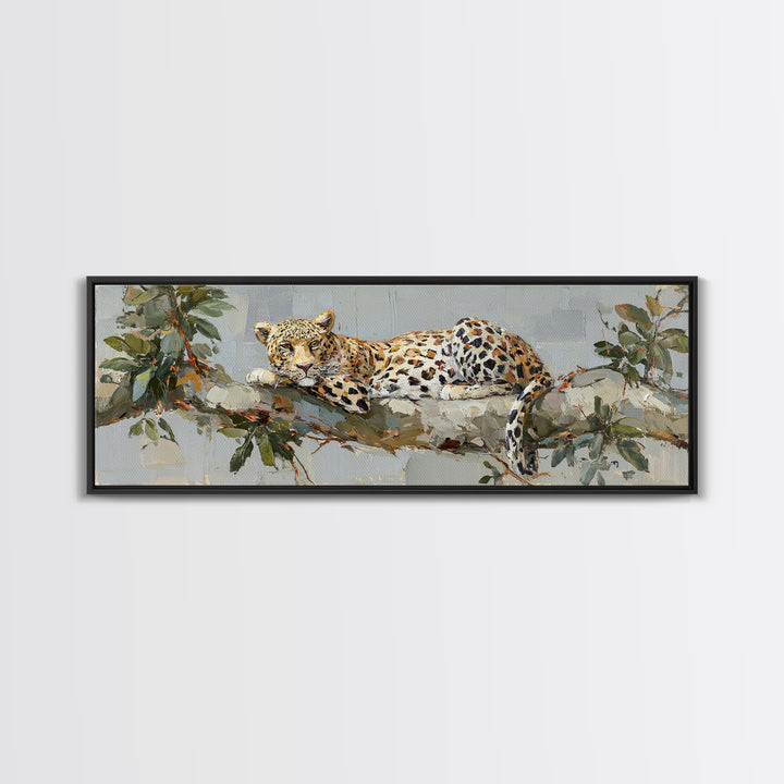 Leopard Resting on Tree Branch Canvas Print, Wildlife Art, Leopard Wall Art, Living Room Decor, Fine Art, Wild, Fine Art Print, WIL-3x1-6