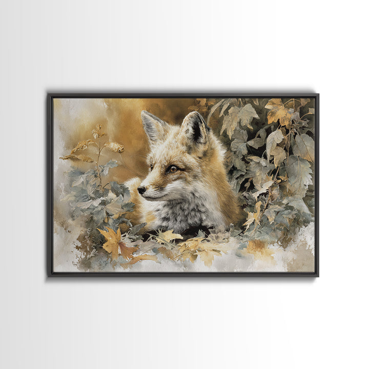 Fox in Autumn Forest Leaves Canvas Print, Wildlife Art, Leopard Wall Art, Living Room Decor, Fine Art, Wild, Fine Art Print, WIL-3x2-61