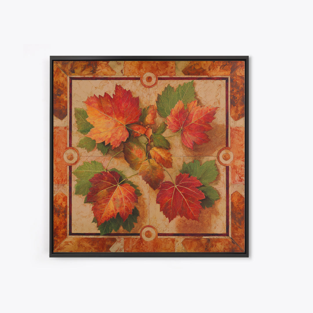 Vine Leaves Turning Autumn Red and Gold Framed Canvas Print, Winery Art, Framed Art, Winery Decor, Fine Art, Vineyard, WIN-1x1-11