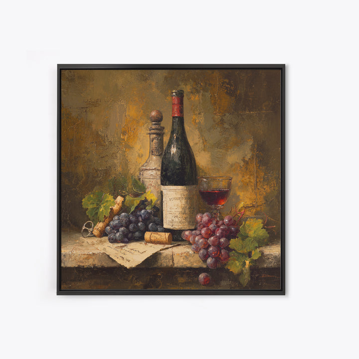 Old Cellar Key and Wine Label Shapes Framed Canvas Print, Winery Art, Wall Decor, Winery Decor, Fine Art, Vineyard, Kitchen Art, WIN-1x1-12