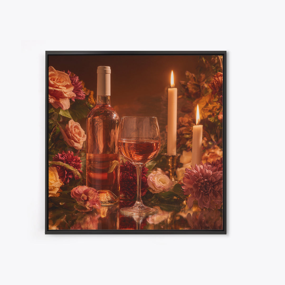 Ros Glass Beside Summer Flowers Canvas Print, Winery Art, Matisse Print, Winery Decor, Fine Art, Vineyard, Luxury Decor, WIN-1x1-14