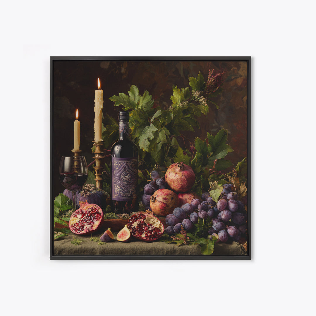 Pomegranate Figs and Red Wine Composition Canvas Print, Winery Art, Gallery Decor, Winery Decor, Fine Art, Vineyard, Wall Art, WIN-1x1-17