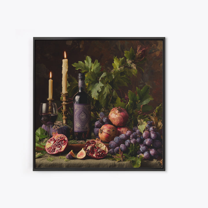 Pomegranate Figs and Red Wine Composition Canvas Print, Winery Art, Gallery Decor, Winery Decor, Fine Art, Vineyard, Wall Art, WIN-1x1-17
