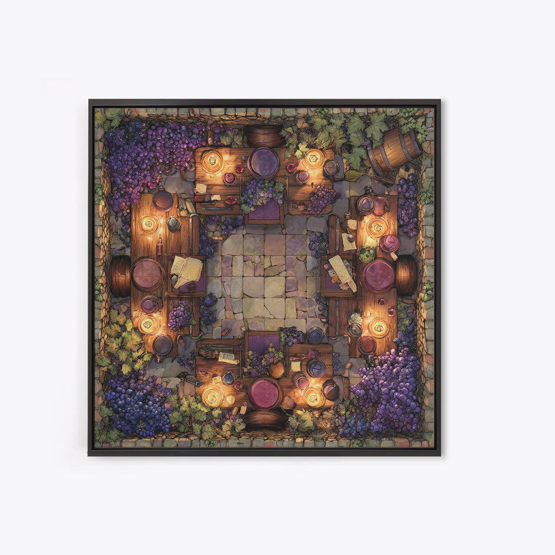 Wine Barrel with Lavender and Sunlight Canvas Print, Winery Art, Travel Poster, Winery Decor, Oil Painting, Vineyard, WIN-1x1-30