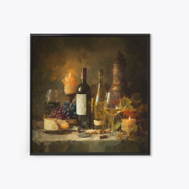 Old Cellar Key and Wine Label Shapes Canvas Print, Winery Art, Oil Painting, Winery Decor, Abstract Art, Vineyard, WIN-1x1-36