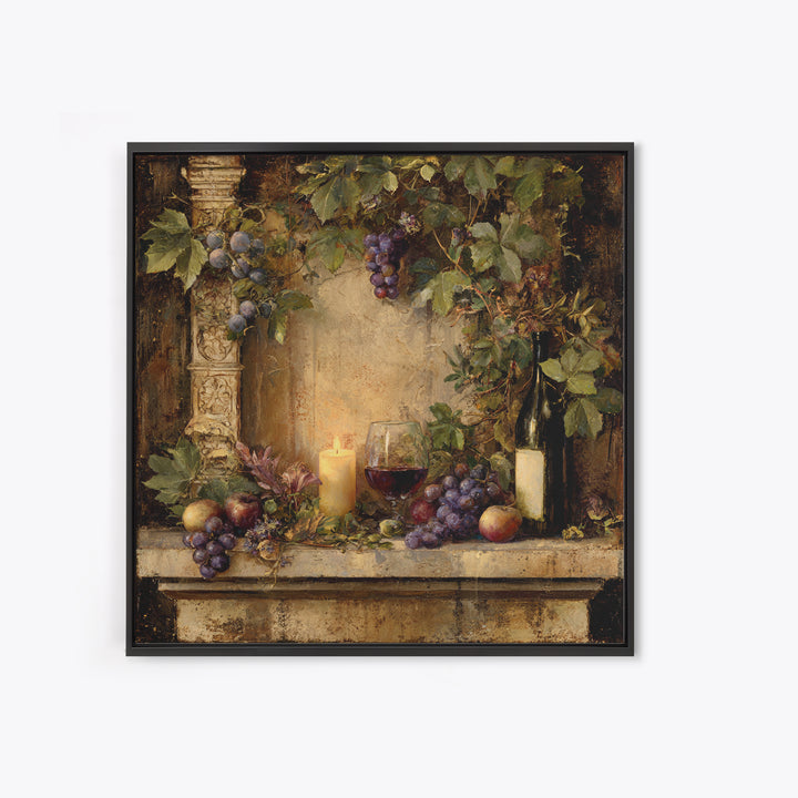 Vineyard Gate with Climbing Roses Framed Canvas Print, Winery Art, Retro Wall Art, Winery Decor, Vineyard, Modern Decor, WIN-1x1-39