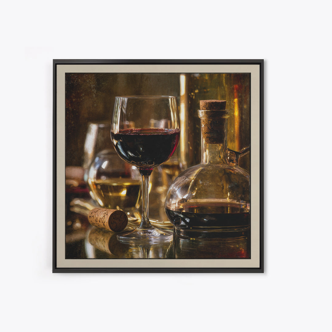 Black and Gold Wine Bottle Silhouette Framed Canvas Print, Winery Art, Room Decor, Winery Decor, Fine Art, Vineyard, WIN-1x1-40