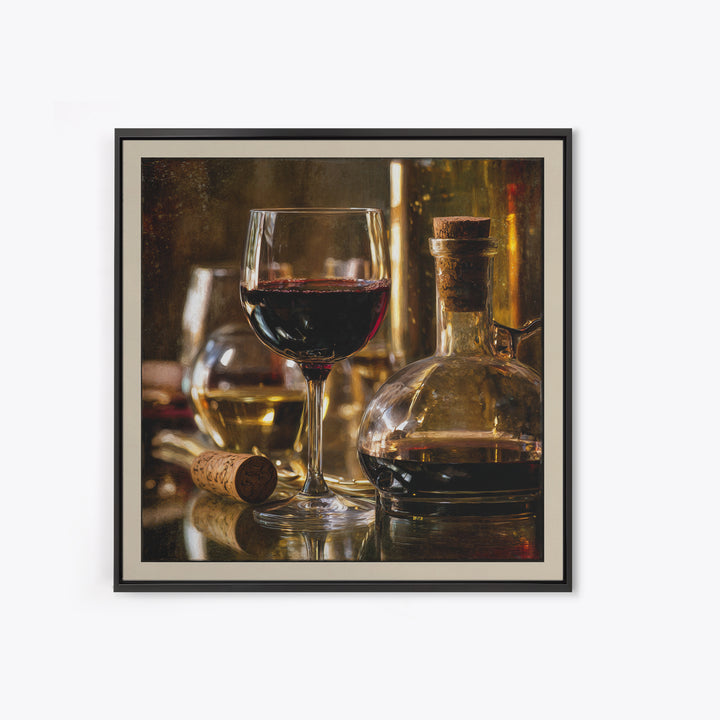 Black and Gold Wine Bottle Silhouette Framed Canvas Print, Winery Art, Room Decor, Winery Decor, Fine Art, Vineyard, WIN-1x1-40