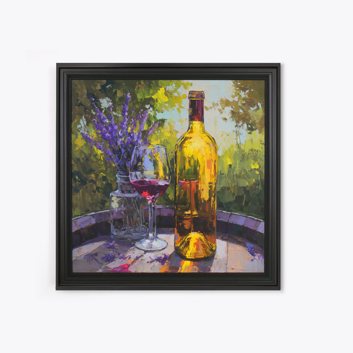 Wine Barrel with Lavender and Sunlight Canvas Print, Winery Art, Travel Poster, Winery Decor, Oil Painting, Vineyard, WIN-1x1-54