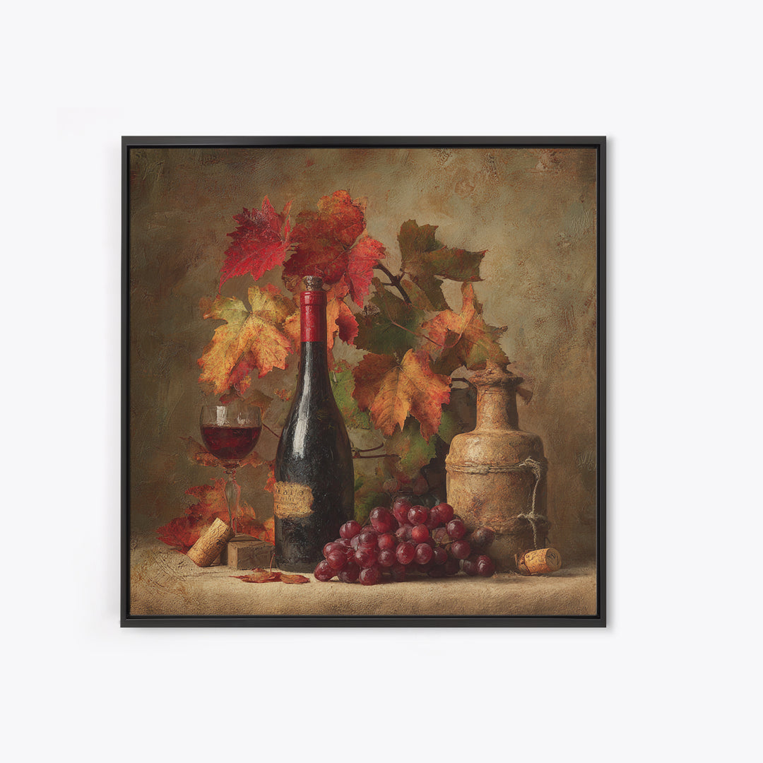 Vine Leaves Turning Autumn Red and Gold Canvas Print, Winery Art, Gallery Decor, Winery Decor, Fine Art, Vineyard, Wall Art, WIN-1x1-59