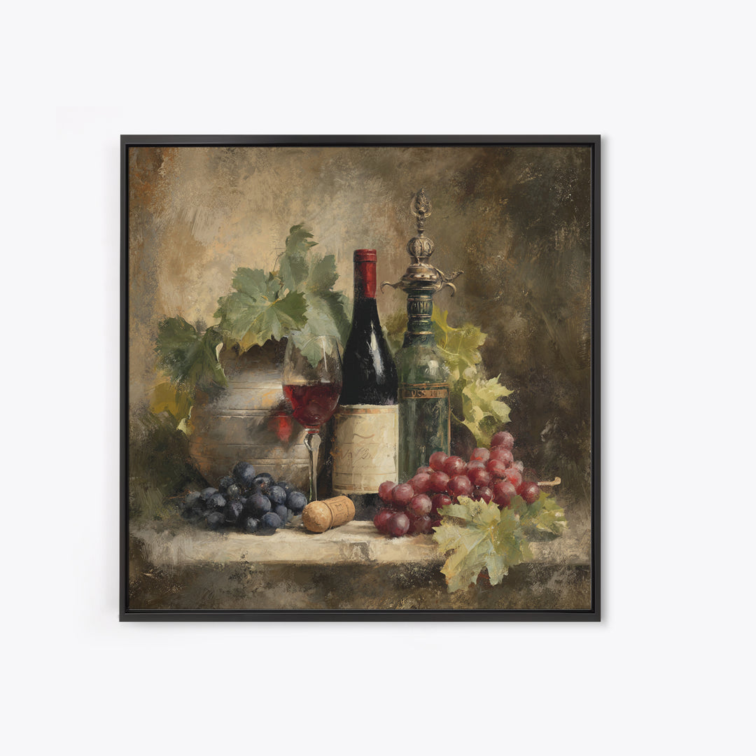 Old Cellar Key and Wine Label Shapes Canvas Print, Winery Art, Retro Wall Art, Winery Decor, Abstract Art, Vineyard, WIN-1x1-60