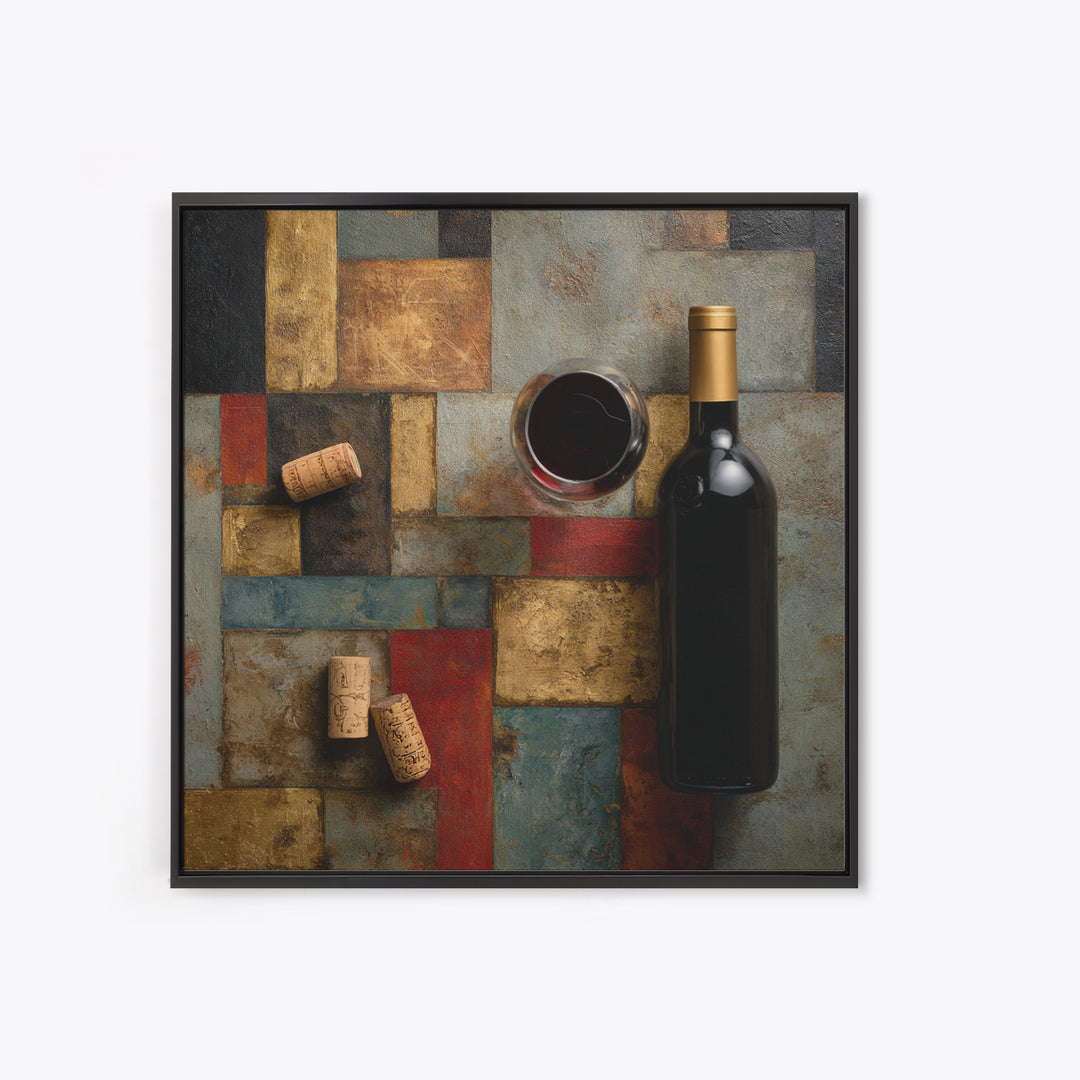 Corks Arranged as Geometric Pattern Framed Canvas Print, Winery Art, Landscape Art, Winery Decor, Fine Art, Vineyard, WIN-1x1-66