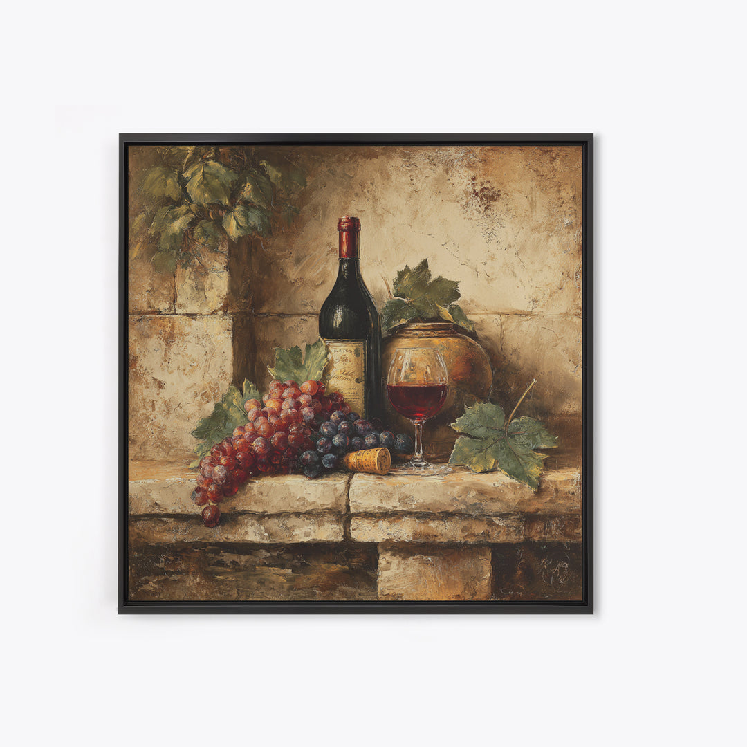 Italian Villa Vineyard Landscape Framed Canvas Print, Winery Art, Preppy Wall Art, Winery Decor, Oil Painting, Vineyard, WIN-1x1-68