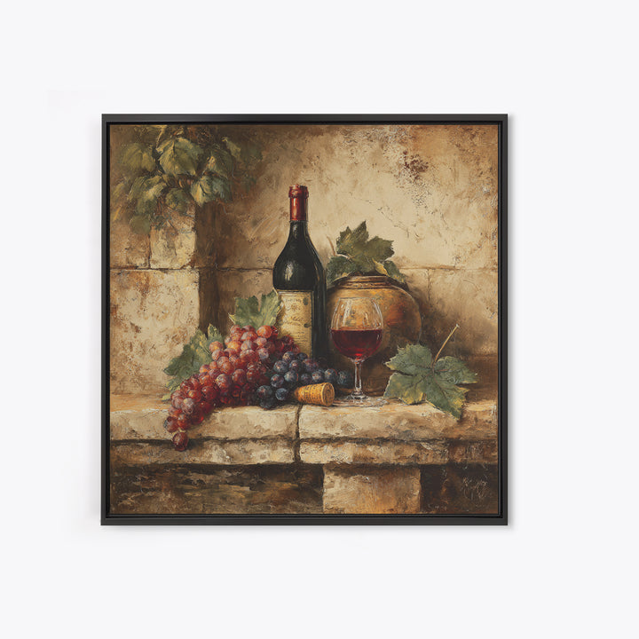 Italian Villa Vineyard Landscape Framed Canvas Print, Winery Art, Preppy Wall Art, Winery Decor, Oil Painting, Vineyard, WIN-1x1-68