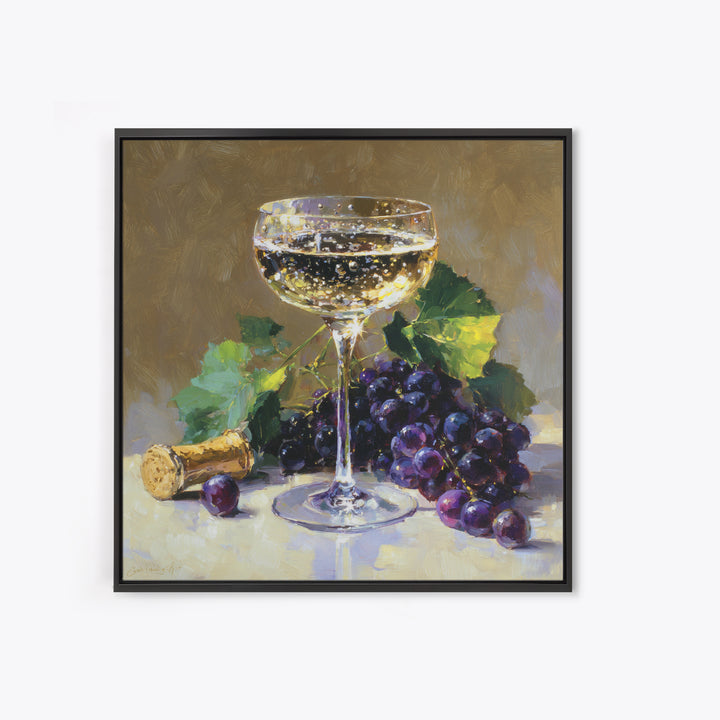 Champagne Coupe with Bubbles and Light Canvas Print, Winery Art, Room Decor, Winery Decor, Fine Art, Vineyard, WIN-1x1-91