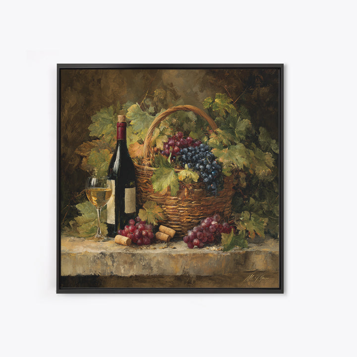 Wine Harvest Basket Canvas Print, Winery Art, Modern Decor, Winery Decor, Fine Art, Vineyard, Wall Decor, Painting, Art Print, WIN-1x1-94