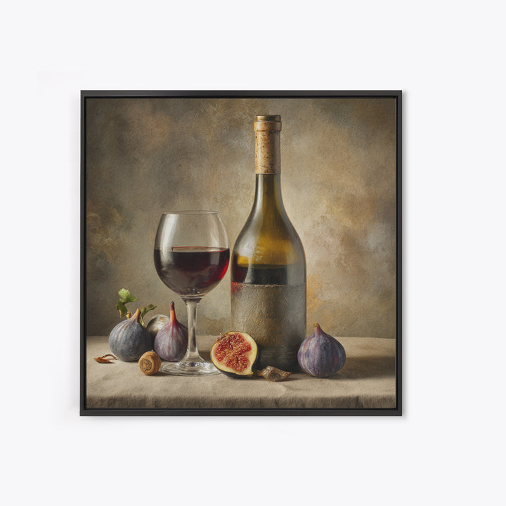 Wine Bottle and Glass Still Life Canvas Print, Winery Art, Textured Painting, Winery Decor, Fine Art, Vineyard, Oil Painting, WIN-1x1-98