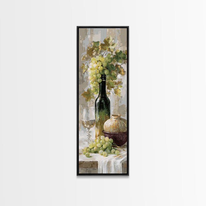 Champagne Grapes and White Linen Still Life Canvas Print, Winery Art, Art, Winery Decor, Fine Art, Vineyard, Farmhouse Decor, WIN-1x3-17