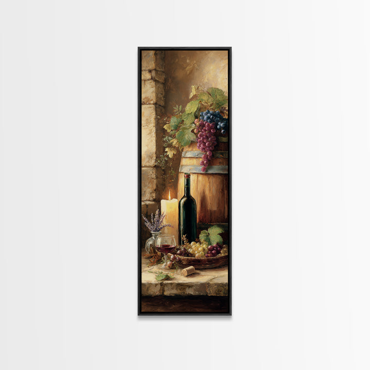 Wine Barrel with Lavender and Sunlight Canvas Print, Winery Art, Neutral Decor, Winery Decor, Fine Art, Vineyard, Home Decor, WIN-1x3-18