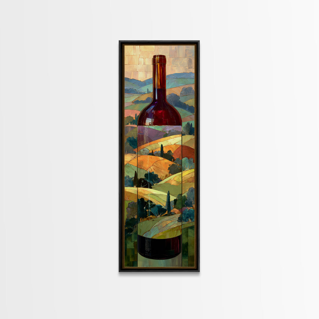 French Vineyard Hills Framed Canvas Print, Winery Art, Art, Winery Decor, Fine Art, Vineyard, Farmhouse Decor, Kitchen Art, WIN-1x3-20