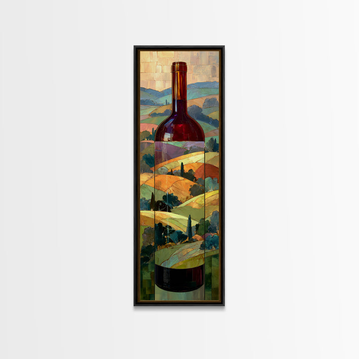 French Vineyard Hills Framed Canvas Print, Winery Art, Art, Winery Decor, Fine Art, Vineyard, Farmhouse Decor, Kitchen Art, WIN-1x3-20