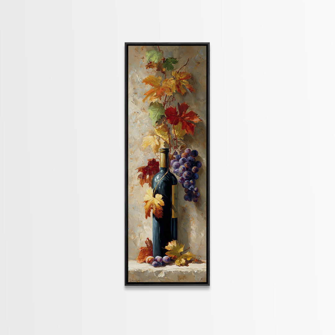 Vine Leaves Turning Autumn Red and Gold Canvas Print, Winery Art, Framed Art, Winery Decor, Fine Art, Vineyard, Landscape Art, WIN-1x3-23