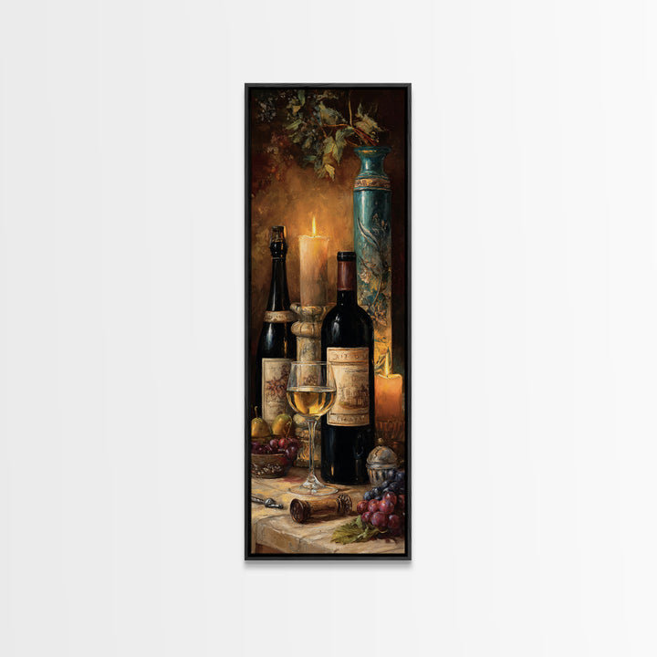 Old Cellar Key and Wine Label Shapes Framed Canvas Print, Winery Art, Wall Decor, Winery Decor, Fine Art, Vineyard, Kitchen Art, WIN-1x3-24