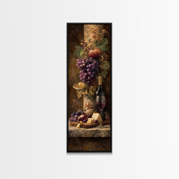 Charcuterie Board with Grapes and Cheese Canvas Print, Winery Art, Wall Hanging, Winery Decor, Vineyard, Preppy Wall Art, WIN-1x3-25