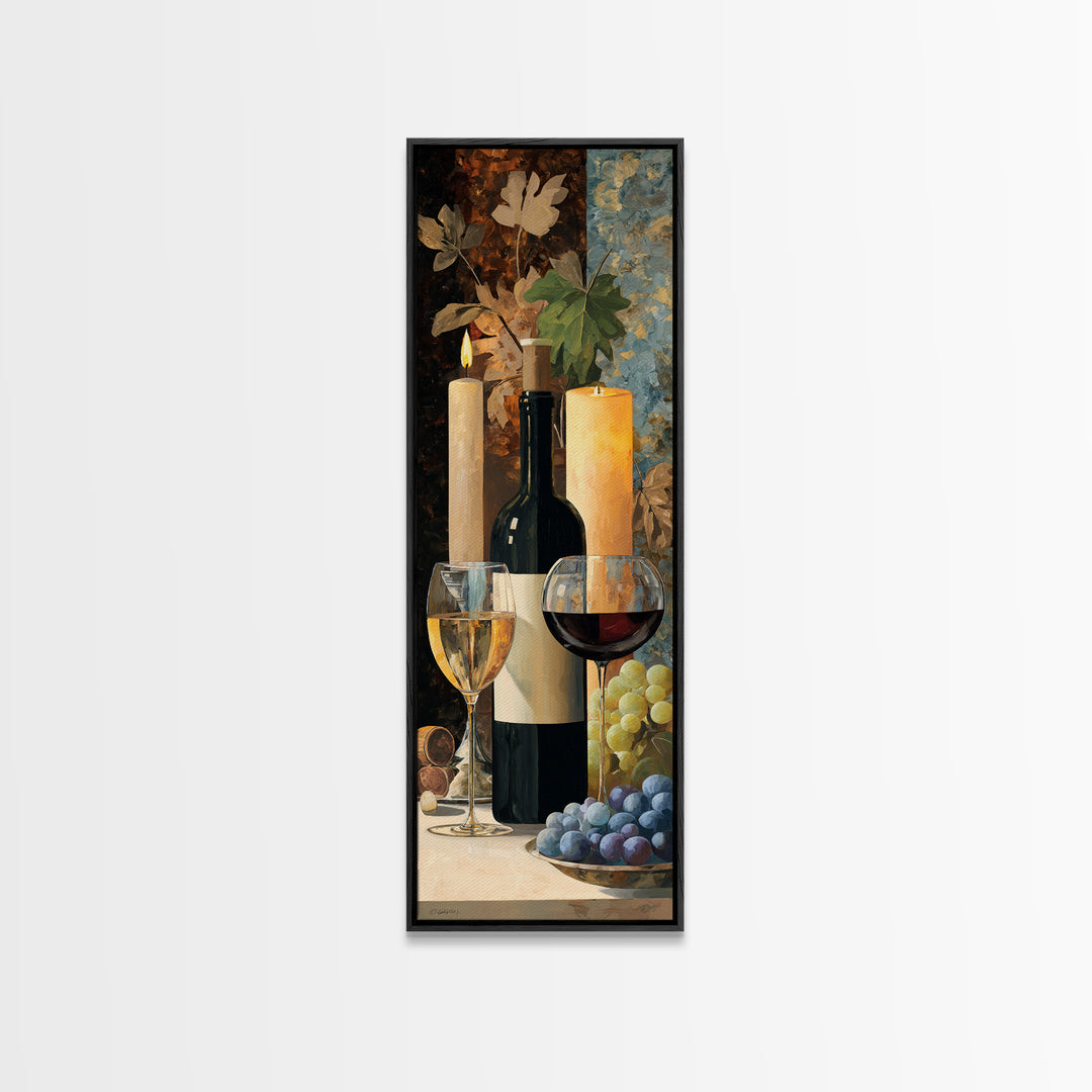 Wine Tasting Flight Rendered as Elegant Still Framed Canvas Print, Winery Art, Modern Decor, Winery Decor, Fine Art, Vineyard, WIN-1x3-46