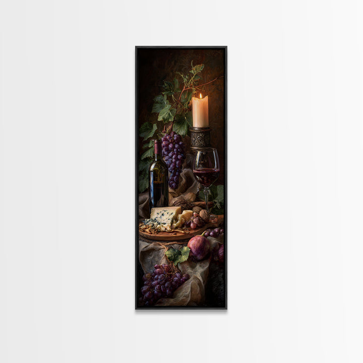Charcuterie Board with Grapes and Cheese Canvas Print, Winery Art, Modern Decor, Winery Decor, Fine Art, Vineyard, Wall Decor, WIN-1x3-49