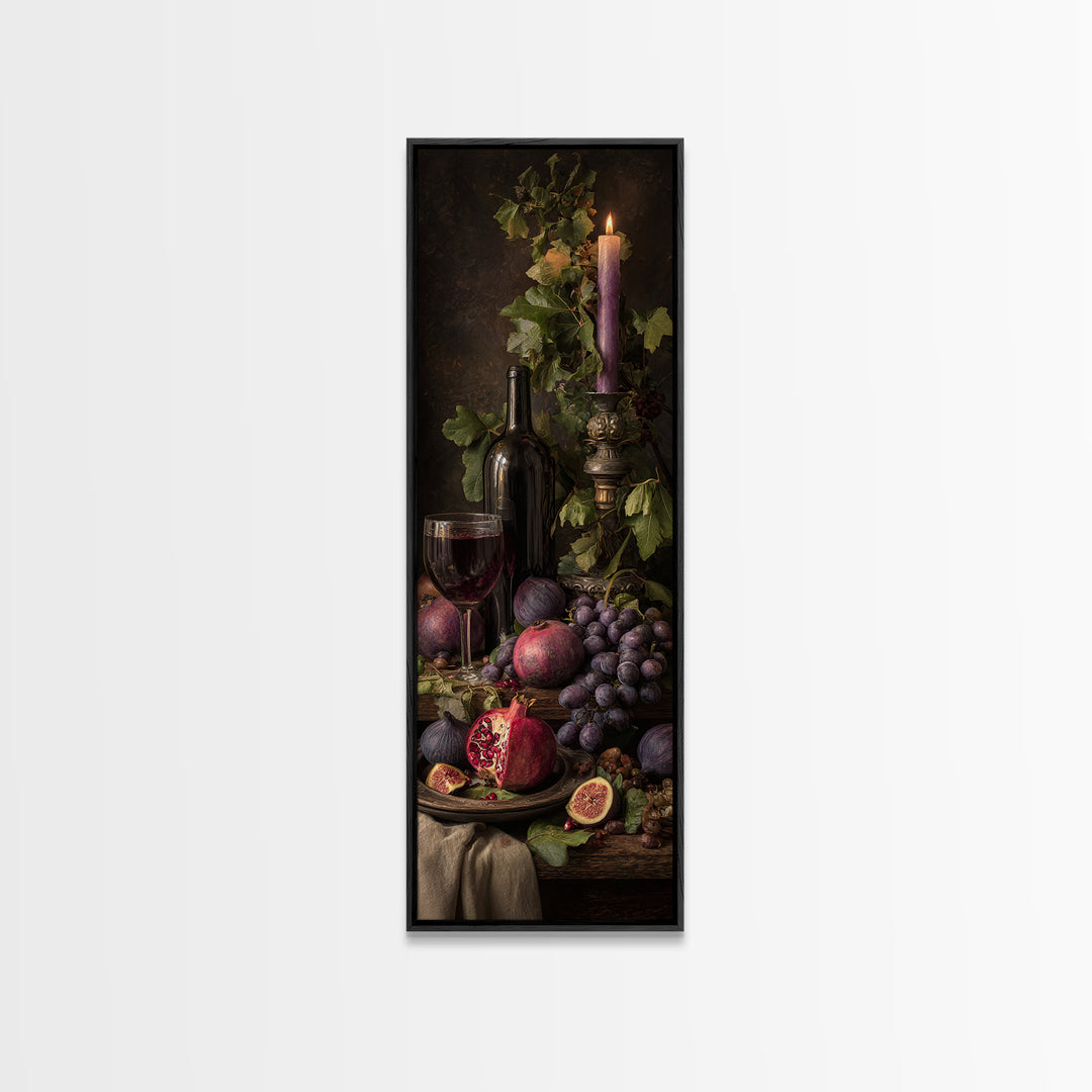 Pomegranate Figs and Red Wine Composition Canvas Print, Winery Art, Fine Art Print, Winery Decor, Fine Art, Vineyard, WIN-1x3-5