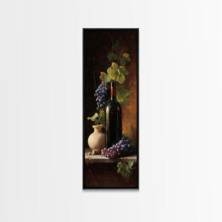 Tuscan Vineyard at Golden Hour Canvas Print, Winery Art, Travel Poster, Winery Decor, Oil Painting, Vineyard, Minimalist Decor, WIN-1x3-63