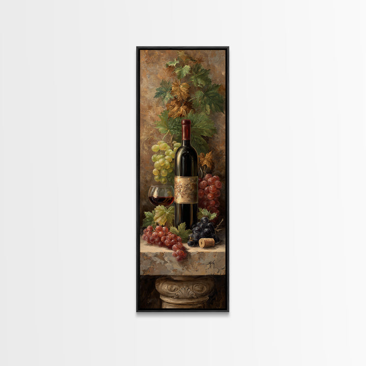 Wine Tasting Flight Rendered as Elegant Still Framed Canvas Print, Winery Art, Modern Decor, Winery Decor, Fine Art, Vineyard, WIN-1x3-70