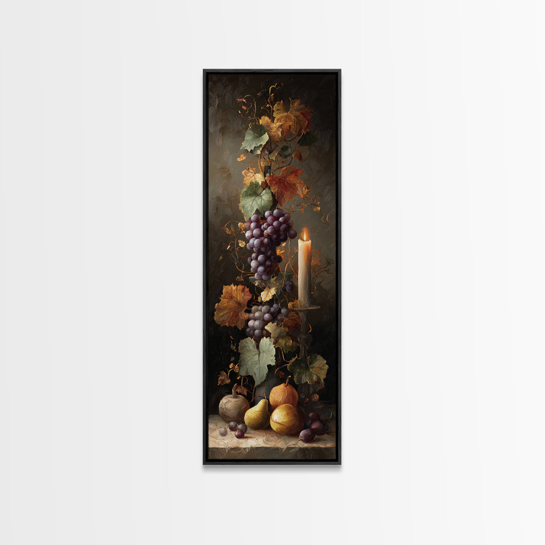 Vine Leaves Turning Autumn Red and Gold Framed Canvas Print, Winery Art, Gallery Decor, Winery Decor, Fine Art, Vineyard, WIN-1x3-71