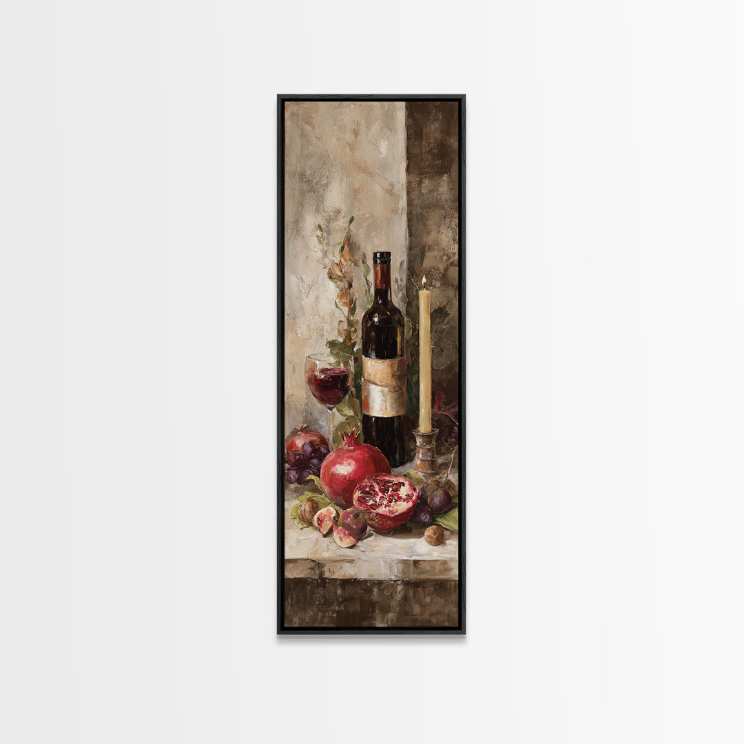 Pomegranate Figs and Red Wine Composition Canvas Print, Winery Art, Art, Winery Decor, Fine Art, Vineyard, Farmhouse Decor, WIN-1x3-77