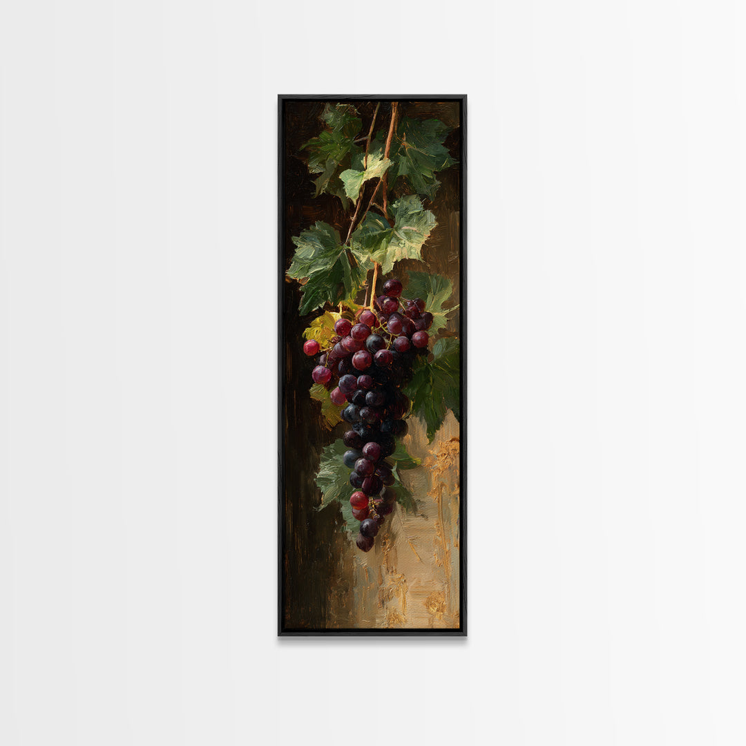 Single Grape Cluster Botanical Study Canvas Print, Winery Art, Retro Wall Art, Winery Decor, Fine Art, Vineyard, Modern Decor, WIN-1x3-81