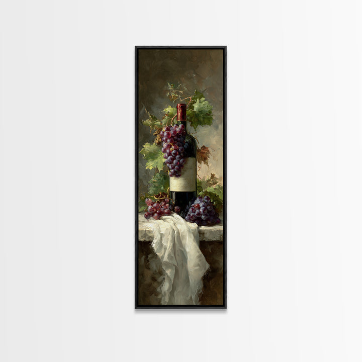 Champagne Grapes and White Linen Still Life Canvas Print, Winery Art, Living Room Art, Winery Decor, Abstract Art, Vineyard, WIN-1x3-89