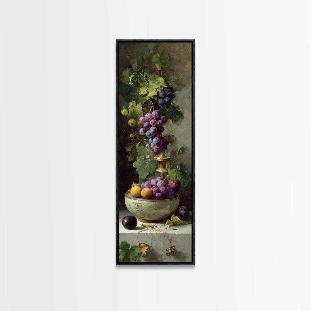 Grapes in a Ceramic Bowl with Shadows Canvas Print, Winery Art, Print, Winery Decor, Fine Art, Vineyard, Wall Art Print, WIN-1x3-93