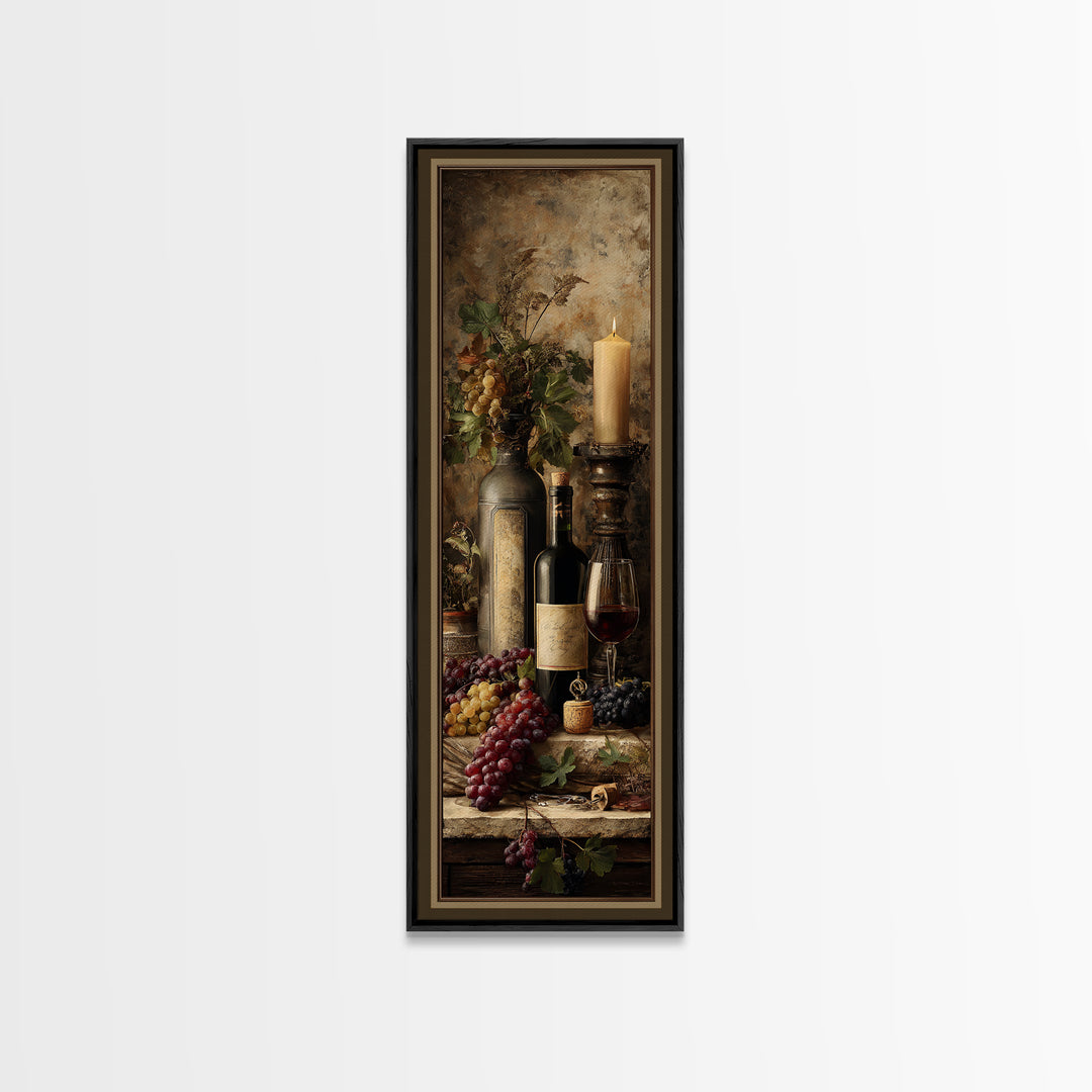 Old Cellar Key and Wine Label Shapes Framed Canvas Print, Winery Art, Landscape Art, Winery Decor, Fine Art, Vineyard, WIN-1x3-96