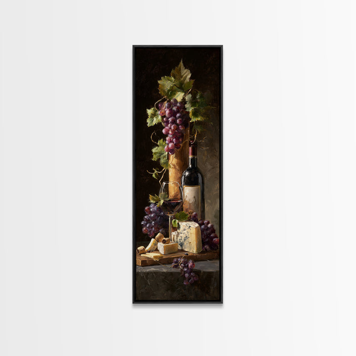 Charcuterie Board with Grapes and Cheese Canvas Print, Winery Art, Boho Decor, Winery Decor, Oil Painting, Vineyard, Art Print, WIN-1x3-97