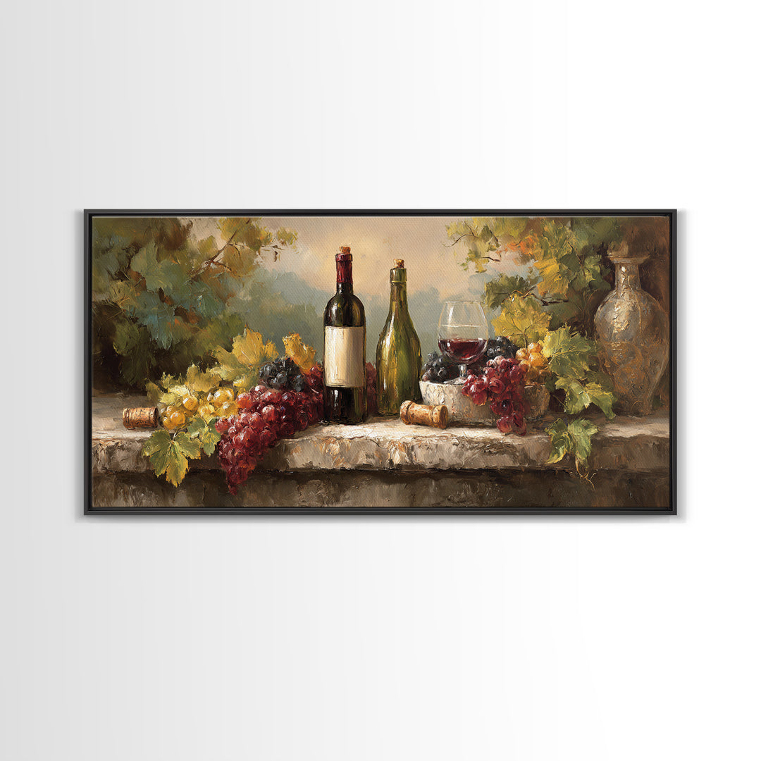Italian Villa Vineyard Landscape Framed Canvas Print, Winery Art, Fine Art Print, Winery Decor, Fine Art, Vineyard, Wall Decor, WIN-2x1-16