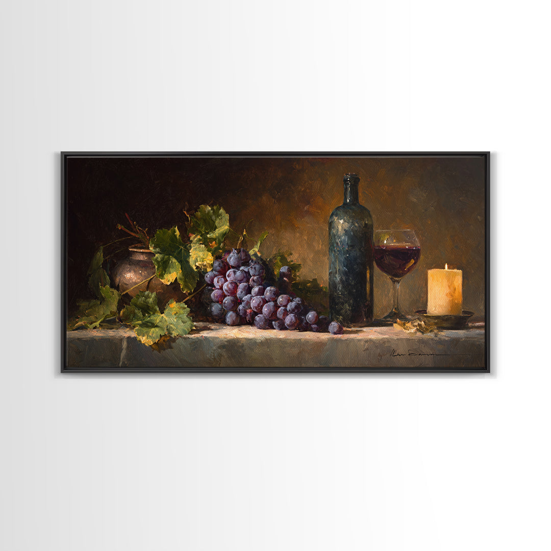 Single Grape Cluster Botanical Study Canvas Print, Winery Art, Print, Winery Decor, Fine Art, Vineyard, Wall Art Print, WIN-2x1-17
