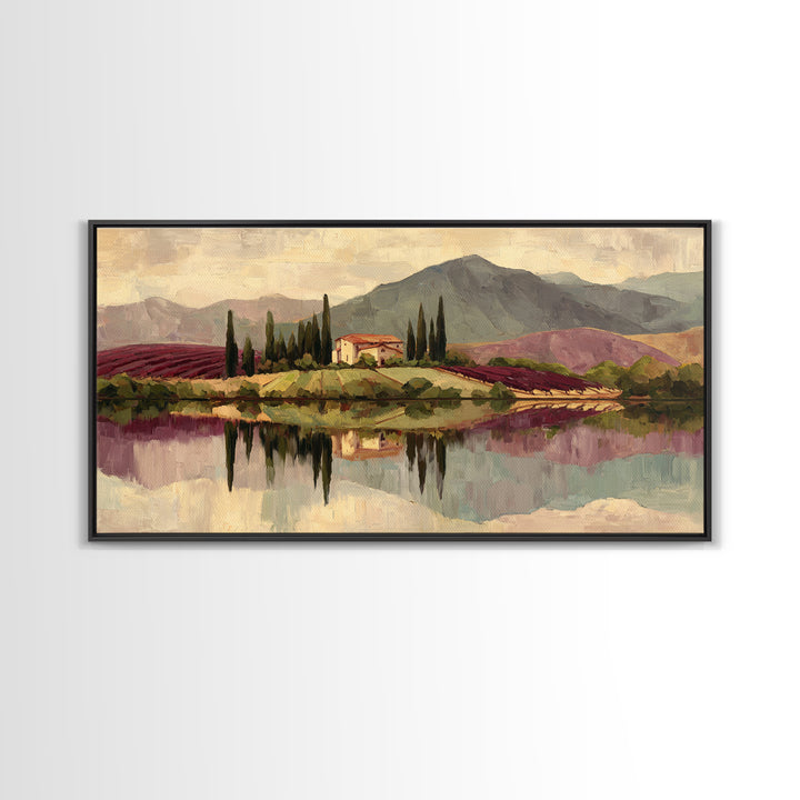 French Vineyard Hills Framed Canvas Print, Winery Art, Contemporary Art, Winery Decor, Fine Art, Vineyard, Kitchen Decor, WIN-2x1-28