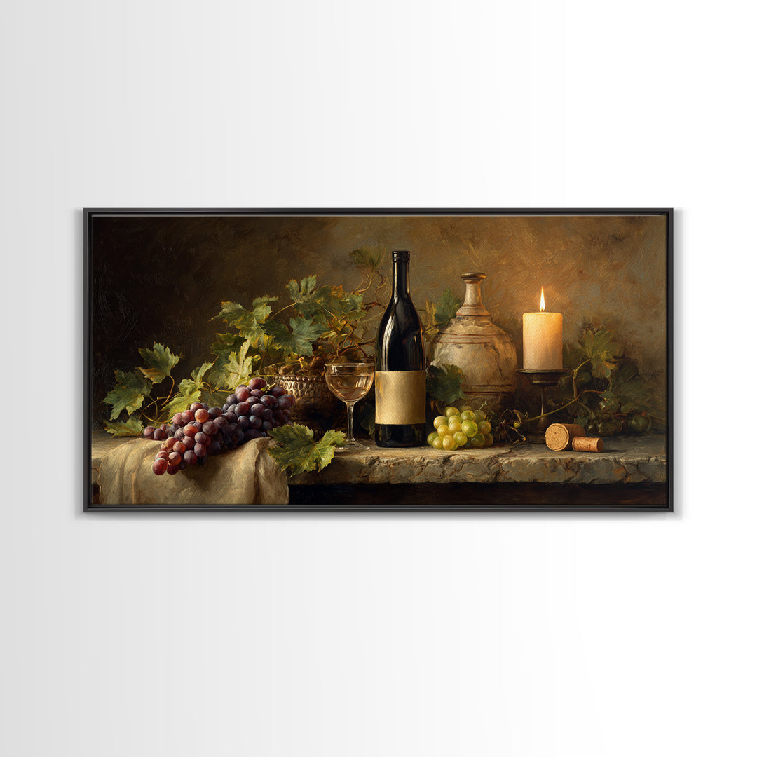 Wine Tasting Flight Rendered as Elegant Still Framed Canvas Print, Winery Art, Minimalist Decor, Winery Decor, Vineyard, WIN-2x1-30
