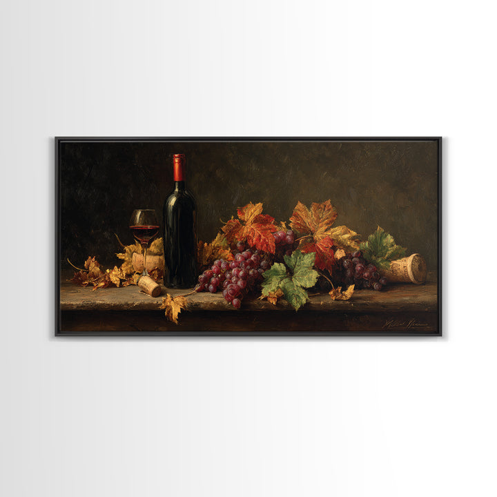 Vine Leaves Turning Autumn Red and Gold Canvas Print, Winery Art, Artwork, Winery Decor, Fine Art, Vineyard, Bar Decor, WIN-2x1-31