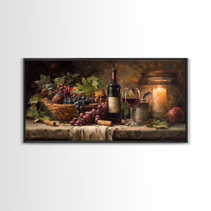 Wine Harvest Basket Framed Canvas Print, Winery Art, Room Decor, Winery Decor, Fine Art, Vineyard, Printable Wall Art, WIN-2x1-42