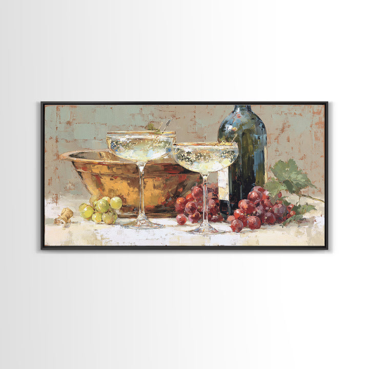 Champagne Coupe with Bubbles and Light Canvas Print, Winery Art, Wall Art Print, Winery Decor, Vineyard, Gallery Decor, WIN-2x1-63