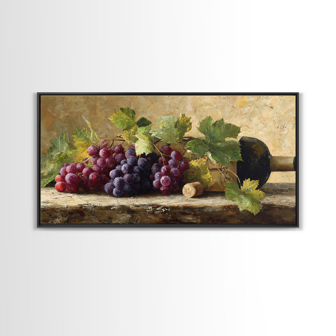 Grapevine Branch with Purple Grapes and Leaves Canvas Print, Winery Art, Wall Art Print, Winery Decor, Watercolor Art, Vineyard, WIN-2x1-69