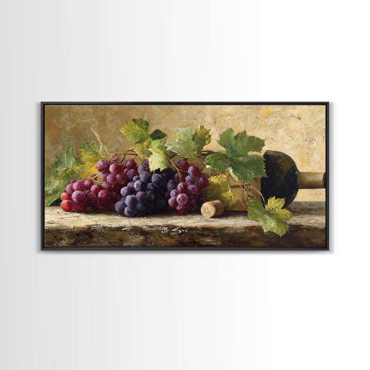Grapevine Branch with Purple Grapes and Leaves Canvas Print, Winery Art, Wall Art Print, Winery Decor, Watercolor Art, Vineyard, WIN-2x1-69